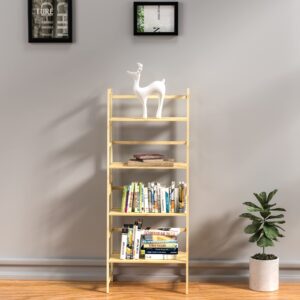 WTZ Bookshelf Book Shelf, Bookcase Storage Shelves Book case, Ladder Shelf for Bedroom, Living Room, Office MC-801(Natural)