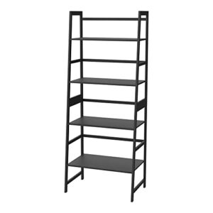 wtz bookshelf book shelf, bookcase storage shelves book case, ladder shelf for bedroom, living room, office mc-801(black)