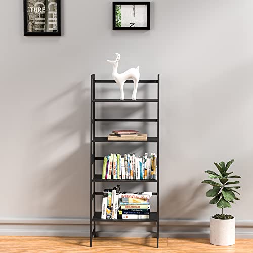 WTZ Bookshelf Book Shelf, Bookcase Storage Shelves Book case, Ladder Shelf for Bedroom, Living Room, Office MC-801(Black)