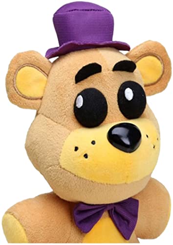 DOGIACO Golden Freddy Purple Hat 7'' Stuffed Animal with Keychain (in Stock US) Toy Golden Fazbear Plushie Soft/Fazbear Collectible Figure/F-N-A-F Nightmare/Freddy Plush Toys