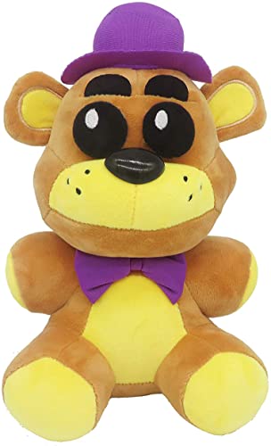 DOGIACO Golden Freddy Purple Hat 7'' Stuffed Animal with Keychain (in Stock US) Toy Golden Fazbear Plushie Soft/Fazbear Collectible Figure/F-N-A-F Nightmare/Freddy Plush Toys