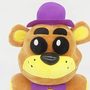 DOGIACO Golden Freddy Purple Hat 7'' Stuffed Animal with Keychain (in Stock US) Toy Golden Fazbear Plushie Soft/Fazbear Collectible Figure/F-N-A-F Nightmare/Freddy Plush Toys