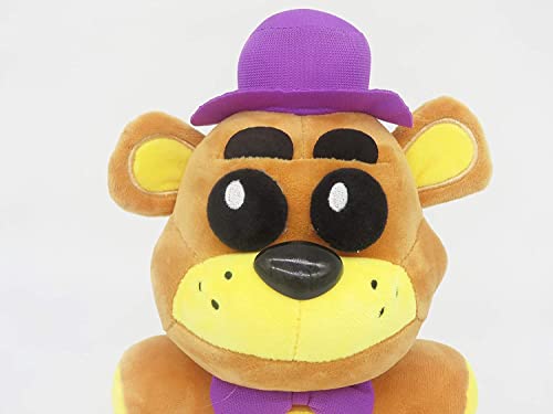 DOGIACO Golden Freddy Purple Hat 7'' Stuffed Animal with Keychain (in Stock US) Toy Golden Fazbear Plushie Soft/Fazbear Collectible Figure/F-N-A-F Nightmare/Freddy Plush Toys