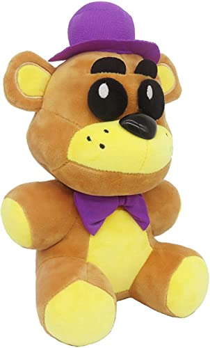 DOGIACO Golden Freddy Purple Hat 7'' Stuffed Animal with Keychain (in Stock US) Toy Golden Fazbear Plushie Soft/Fazbear Collectible Figure/F-N-A-F Nightmare/Freddy Plush Toys