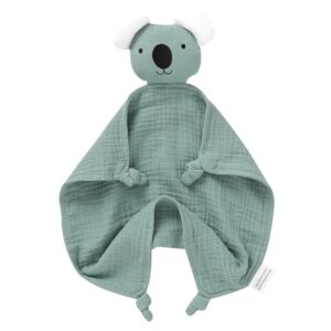 lawkul baby loveys security blankets organic cotton muslin soft lovie cuddly lovies for infants unisex boy girls koala green