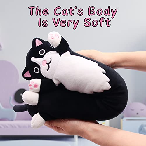 MUFEIRUO Long Cat Plush Black Body Toys, Cute Stuffed Animals Cat Plushie, Soft Long Plush Black Cat Doll Kawaii Stuffed Cat Plush Toys for Kids Birthday Christmas