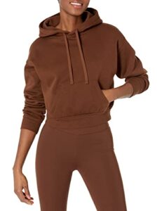 amazon essentials women's crop hoodie sweatshirt (available in plus size), deep brown, medium