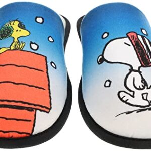 Peanuts Family Slippers, Mismatch Holiday Scuff Snoopy & Woodstock, Blue