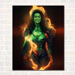 OzWood Crafts- She Hulk and Hulk Wall Decor Poster Prints, Set of 6 FRAMELESS (8''x10''), She Hulk and Hulk room decor for boy,She Hulk and Hulk Posters for Boys Room, She Hulk and Hulk Wall Art,