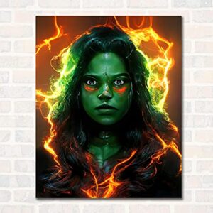 OzWood Crafts- She Hulk and Hulk Wall Decor Poster Prints, Set of 6 FRAMELESS (8''x10''), She Hulk and Hulk room decor for boy,She Hulk and Hulk Posters for Boys Room, She Hulk and Hulk Wall Art,