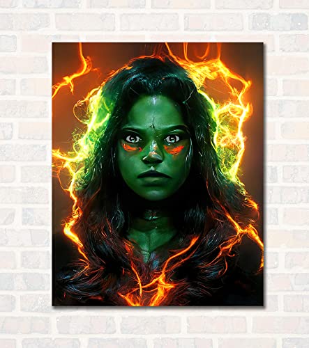 OzWood Crafts- She Hulk and Hulk Wall Decor Poster Prints, Set of 6 FRAMELESS (8''x10''), She Hulk and Hulk room decor for boy,She Hulk and Hulk Posters for Boys Room, She Hulk and Hulk Wall Art,