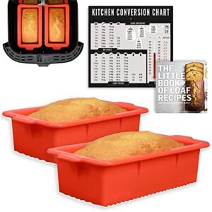 air fryer silicone loaf pans for baking, non-stick mini bread cake pan, small airfryer bakeware sets, meatloaf brownie corn, fits instant pot, ninja foodi, cosori, chefman, power xl, dash, bpa free