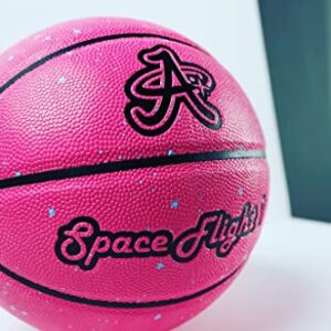 A Plus Collectibles Official Space Flight 1 Leather Game Basketball, Indoor/Outdoor Court, Full Size Kids & Adult Size 7, 29.5"… (Radiant Pink)