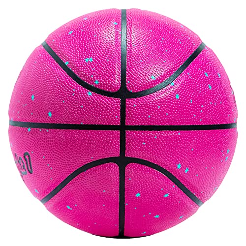 A Plus Collectibles Official Space Flight 1 Leather Game Basketball, Indoor/Outdoor Court, Full Size Kids & Adult Size 7, 29.5"… (Radiant Pink)