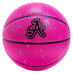 A Plus Collectibles Official Space Flight 1 Leather Game Basketball, Indoor/Outdoor Court, Full Size Kids & Adult Size 7, 29.5"… (Radiant Pink)