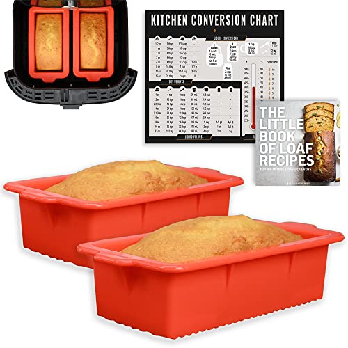 Air Fryer Silicone Loaf Pans for Baking, Non-Stick Bread Cake Pan, 8 inch Airfryer Bakeware Sets, Meatloaf Brownie Corn, Fits Instant Pot, Ninja Foodi, Cosori, Chefman, Power XL, Dash, BPA Free