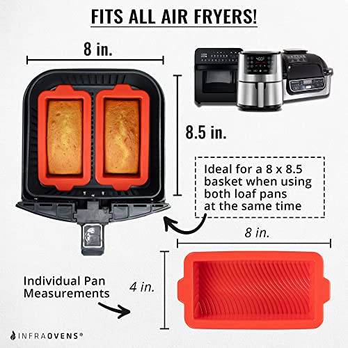 Air Fryer Silicone Loaf Pans for Baking, Non-Stick Bread Cake Pan, 8 inch Airfryer Bakeware Sets, Meatloaf Brownie Corn, Fits Instant Pot, Ninja Foodi, Cosori, Chefman, Power XL, Dash, BPA Free