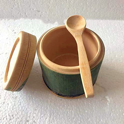 WellieSTR 2-Pack (S/Dia.9~10cm/H 12cm) Natural Bamboo Steamer Bowl Rice Basket Dessert Cup Bamboo Wine Glass for Asian Food,Dim Sum,Rice,Bamboo Wrapped Sticky Rice Steamer,Snack Tool,with Spoon