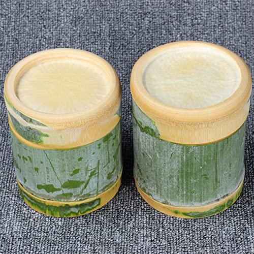 WellieSTR 2-Pack (S/Dia.9~10cm/H 12cm) Natural Bamboo Steamer Bowl Rice Basket Dessert Cup Bamboo Wine Glass for Asian Food,Dim Sum,Rice,Bamboo Wrapped Sticky Rice Steamer,Snack Tool,with Spoon