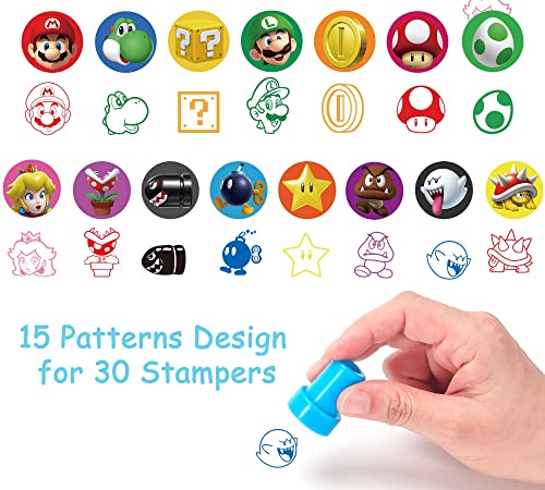 30Pcs Game Themed Stampers for Kids, Cartoon Birthday Party Supplies Favors Decorations for Game Fans, Goodie Bag Treat Bag Stuffers Party Gifts for Boys Girls Classroom Rewards Prizes