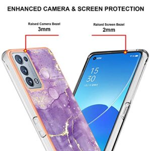 MEMAXELUS Case for Oppo Reno 6 Pro Plus 5G, Oppo Reno 6 Pro 5G Case Marble Design Silicone Rubber TPU Bumper Shockproof Anti-Scratch Protective Case for Oppo Reno 6 Pro/Plus 5G Purple YB8