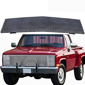 black billet grille fits 1981-1987 chevy gmc pickup suburban blazer jimmy phantom front grill insert 82 83 84 85 86 (chrome cover light)