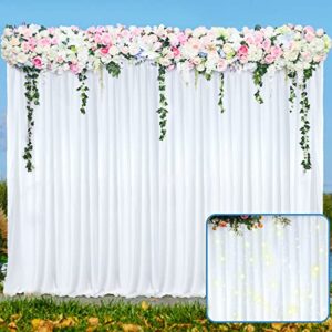 4 panels 5 x 7 ft white backdrop curtains for party wedding arch stage wrinkle free white photo curtains backdrop drapes fabric decoration for baby shower gender reveal birthday photography decor