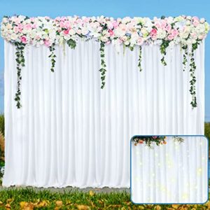 4 Panels 5 x 7 ft White Backdrop Curtains for Party Wedding Arch Stage Wrinkle Free White Photo Curtains Backdrop Drapes Fabric Decoration for Baby Shower Gender Reveal Birthday Photography Decor