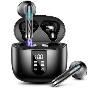 wireless earbuds bluetooth 5.3 headphones 56h playtime bluetooth earbuds with led display charging case deep bass noise cancelling ear buds with enc mic earphones in ear ip7 waterproof for android ios