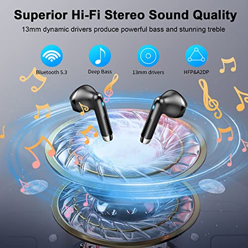Wireless Earbuds Bluetooth 5.3 Headphones 56H Playtime Bluetooth Earbuds with LED Display Charging Case Deep Bass Noise Cancelling Ear buds With ENC Mic Earphones in Ear IP7 Waterproof for Android iOS