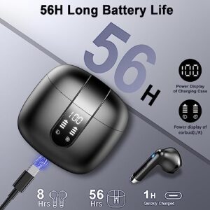 Wireless Earbuds Bluetooth 5.3 Headphones 56H Playtime Bluetooth Earbuds with LED Display Charging Case Deep Bass Noise Cancelling Ear buds With ENC Mic Earphones in Ear IP7 Waterproof for Android iOS