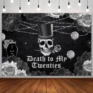 sendy 7x5ft death to my twenties backdrop for thirties birthday party decorations rip to my 20s funeral for my youth banner gothic skull tombstone black photography background photo booth studio props
