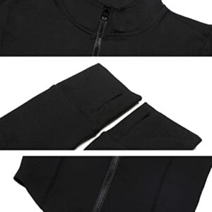 Hvewarm Women's Cropped Athletic Bbl Jacket Seamless High Low Hem Zipper Thumbhole Workout Sportwear(ABlack-S)