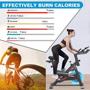 GOFLYSHINE Exercise Bikes Stationary,Exercise Bike for Home Indoor Cycling Bike for Home Cardio Gym,Workout Bike with Ipad Mount & LCD Monitor,Silent Belt Drive