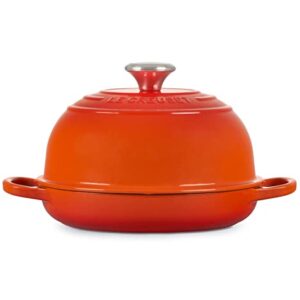 Le Creuset Enameled Cast Iron Bread Oven Bundle with 3 1/4" Nylon Cleaning Brush - Flame