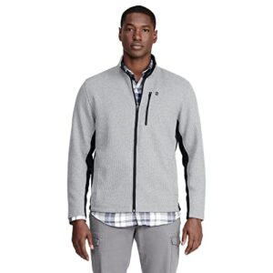 izod men's advantage performance full zip fleece jacket, light grey heather, xx-large