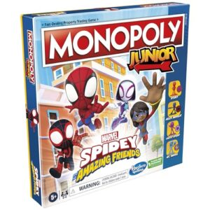 Hasbro Gaming Monopoly Junior: Marvel Spidey and His Amazing Friends Edition Board Game for Kids Ages 5+,with Artwork from The Animated Series,Kids Board Games