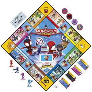 Hasbro Gaming Monopoly Junior: Marvel Spidey and His Amazing Friends Edition Board Game for Kids Ages 5+,with Artwork from The Animated Series,Kids Board Games