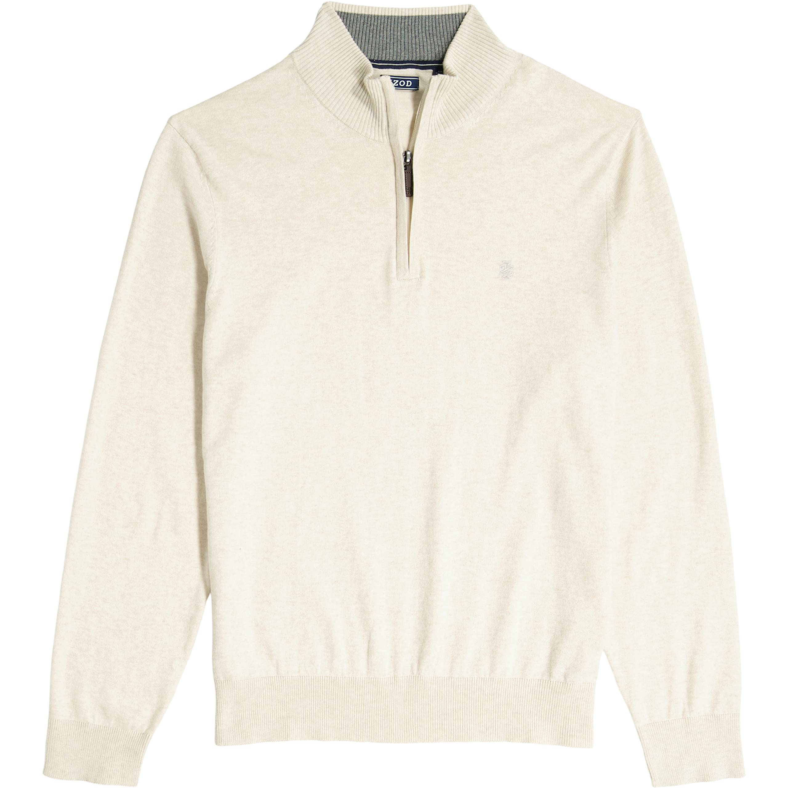 IZOD Men's Premium Essentials Quarter Zip Solid 12 Gauge Sweater, Rock Heather GS167, Small