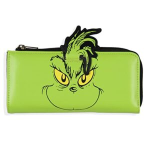 bioworld how the grinch stole christmas 3d character faux leather zip closure wallet