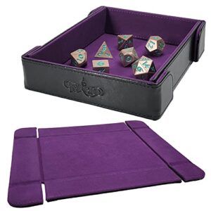 forged dice co. 6 inch magnetic folding dice tray - portable folding dice rolling tray for use as dnd dice tray d&d dice tray or dice game - quiets rolling metal dice and folds flat - purple