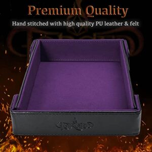 Forged Dice Co. 6 Inch Magnetic Folding Dice Tray - Portable Folding Dice Rolling Tray for use as DND Dice Tray D&D Dice Tray or Dice Game - Quiets Rolling Metal Dice and Folds Flat - Purple