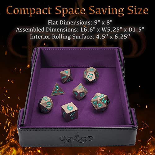 Forged Dice Co. 6 Inch Magnetic Folding Dice Tray - Portable Folding Dice Rolling Tray for use as DND Dice Tray D&D Dice Tray or Dice Game - Quiets Rolling Metal Dice and Folds Flat - Purple