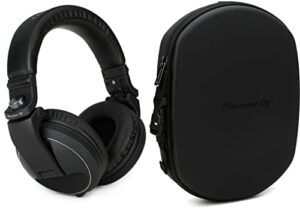 pioneer dj hdj-x5 professional dj headphones - black bundle with dj hdj-hc02 dj headphones case
