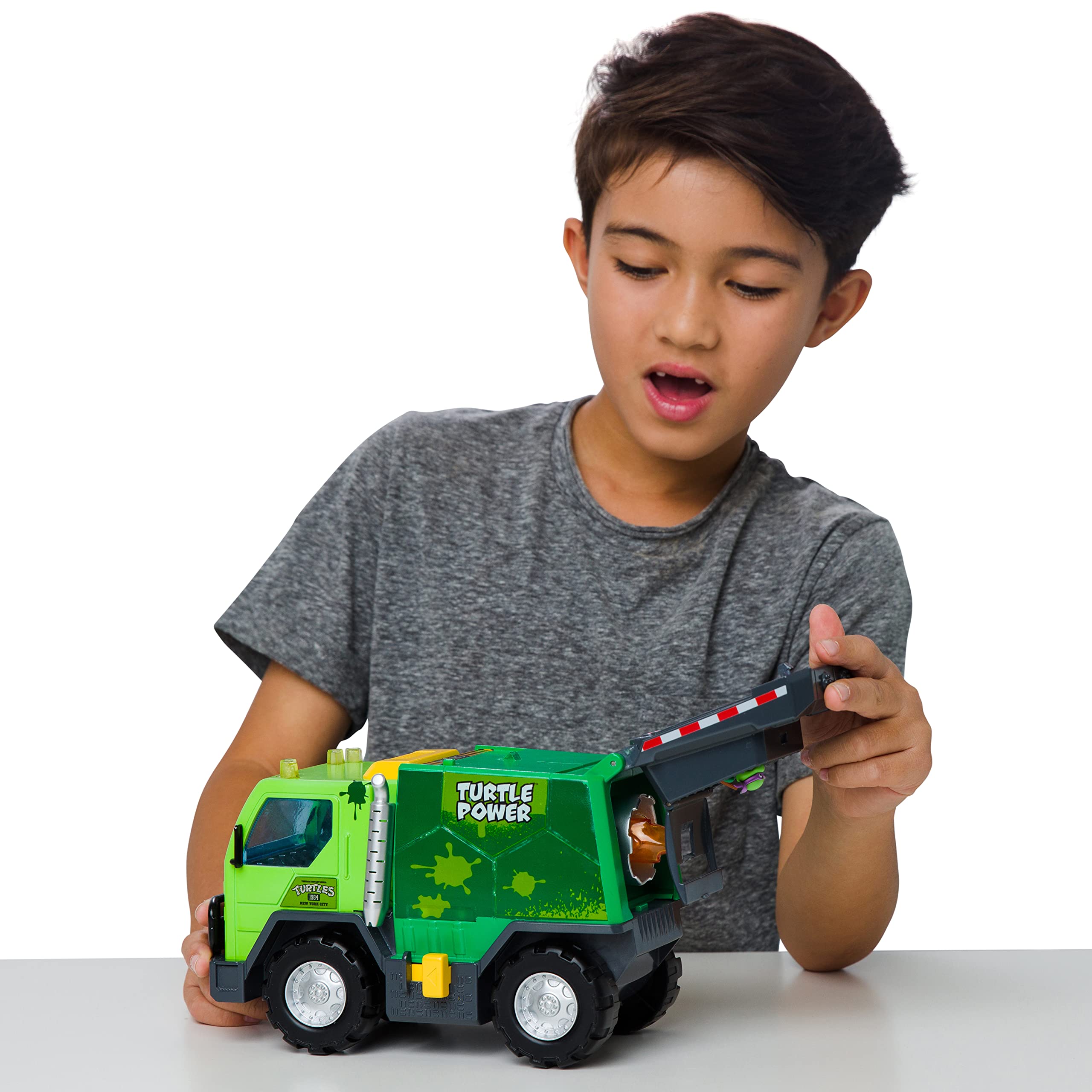 Teenage Mutant Ninja Turtles Thrash N' Battle Garbage Truck, Lights and Sounds, Ages 3+,Yellow