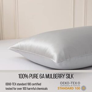 Bella Coterie Luxury Silk Pillowcase for Hair and Skin | 30 Momme | 100% Pure 6A Mulberry Silk | Super Soft | Perfectly Plush [King, Silver]