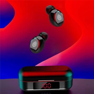 qiopertar bluetooth 5.0 wireless earbuds with large screen digital display charging case fingerprint, hd noise cancelling suitable stereo headphones deep bass for sports games work travel