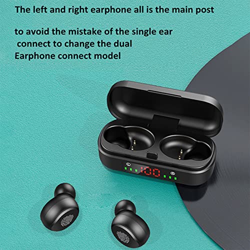 Qiopertar Bluetooth 5.0 Wireless Earbuds with Large Screen Digital Display Charging Case Fingerprint, HD Noise Cancelling Suitable Stereo Headphones Deep Bass for Sports Games Work Travel