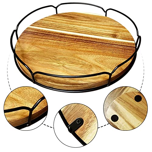 Acacia Wood Lazy Susan,9”Lazy Susan Organizer for Table-Solid Wooden Lazy Susan Organizer for Cabinet-Kitchen Turntable Storage Food Bins Container for Pantry, Counter top (9 inch)