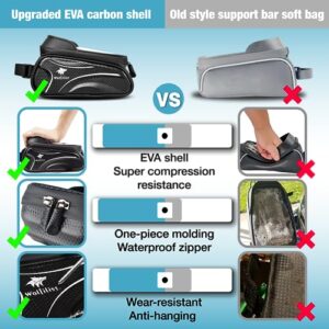 WOLFILIST Bike Bag, Waterproof Bike Frame Bag with Sun-Visor Rain Cover, Bike Phone Holder with TPU Sensitive Touch Screen